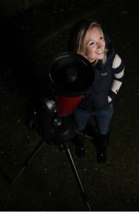 Sarah Cruddas with telescope