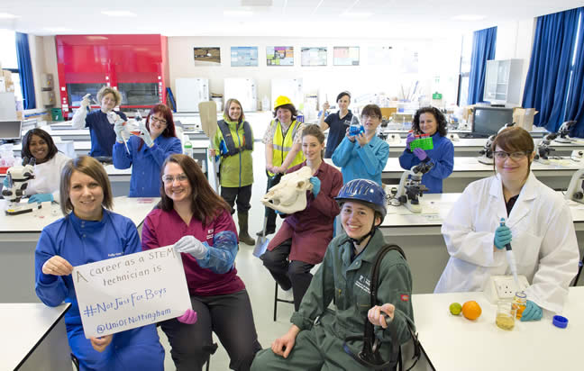 Science technicians #NotJustForBoys (Image credit Lisa Gilligan-Lee, University of Nottingham)
